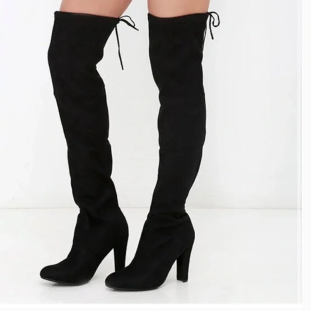 Steve Madden Gorgeous Black Vegan Suede over the knee boots, SIZE: 8